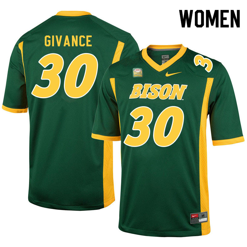 Women #30 Darius Givance North Dakota State Bison College Football Jerseys Sale-Green